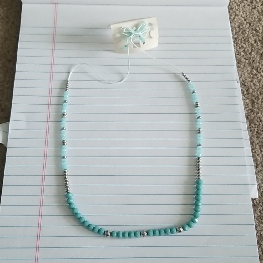 Aqua and turquoise beaded necklace